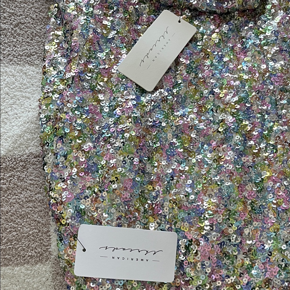 American Threads Multicolor Sequin Strapless Dres… - image 3